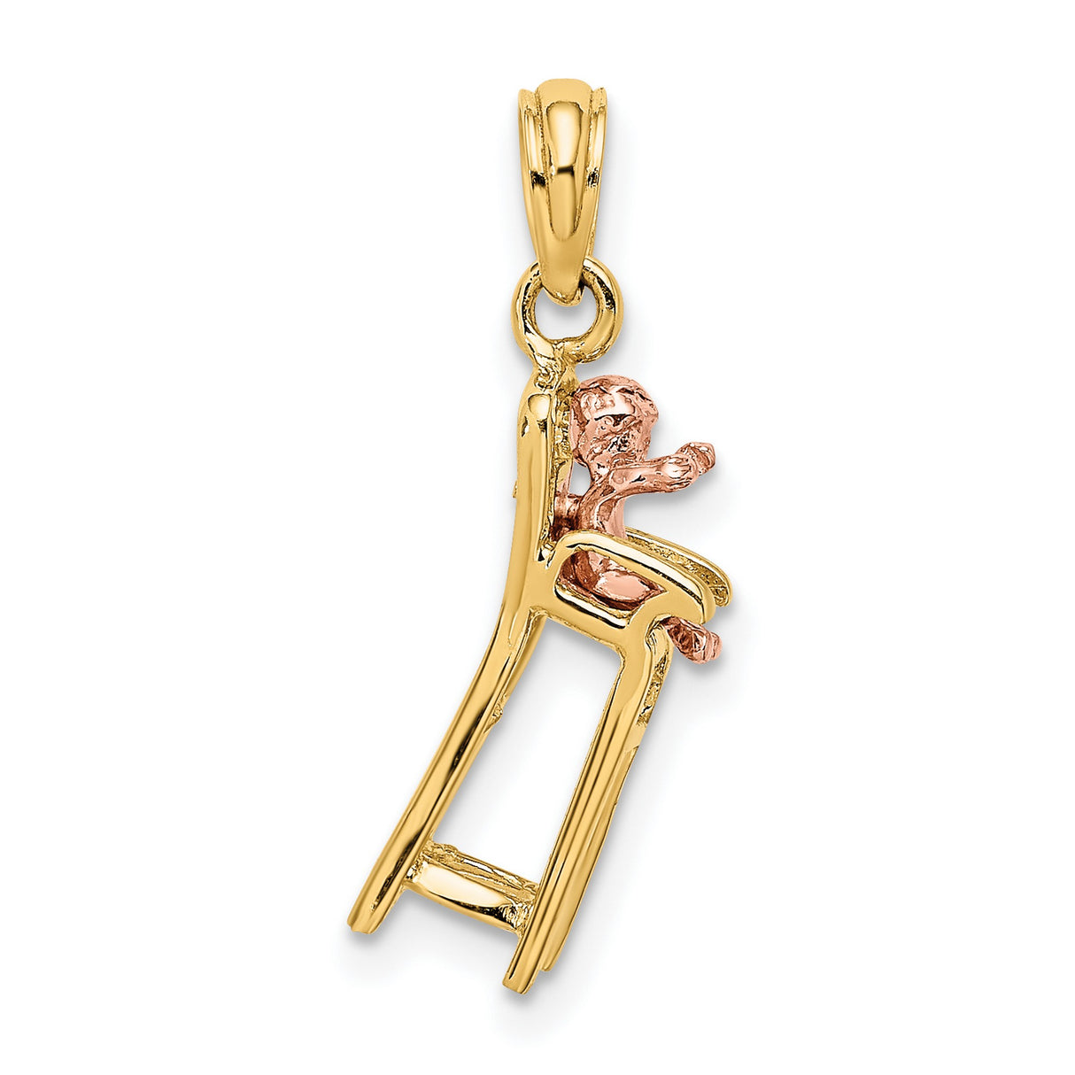 14k Two-Tone Gold Crucifix Pendant with Jesus on Modern Stylized Cross
