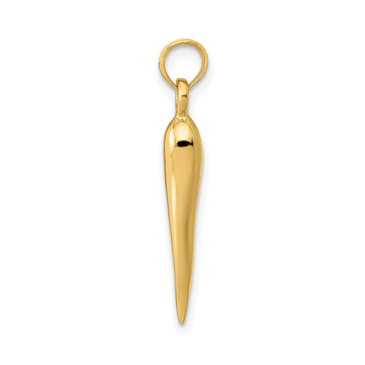 14k Yellow Gold Italian Horn Pendant Charm, Cornicello Amulet for Protection and Good Luck