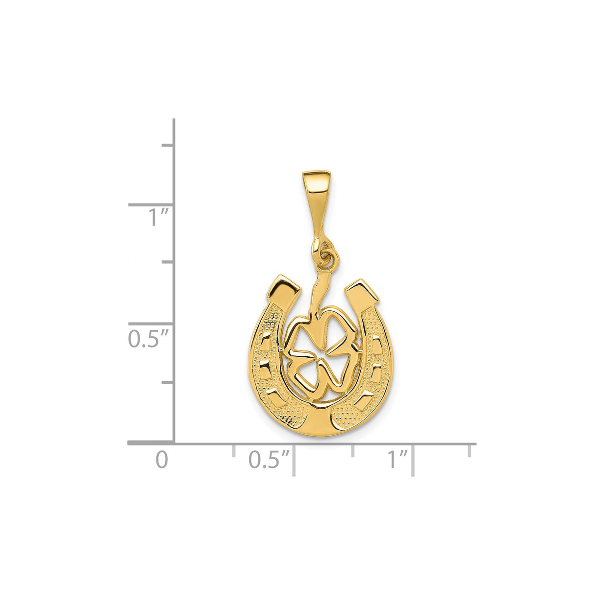 14k Yellow Gold Horseshoe Clover Pendant, Celtic-Inspired Four Leaf Clover Charm