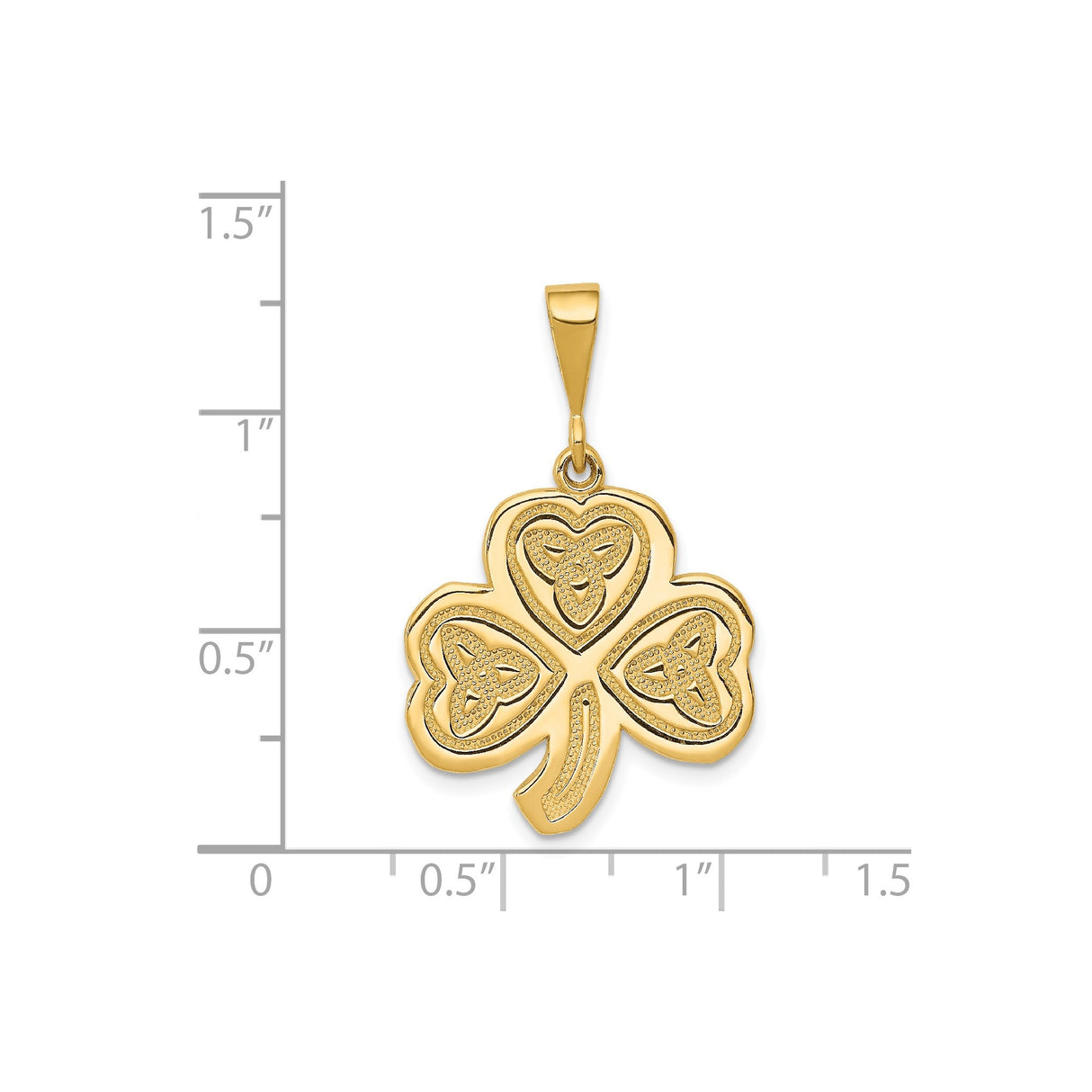 14k Yellow Gold Celtic Shamrock Pendant with Trinity Knot Design, Irish Heritage Charm