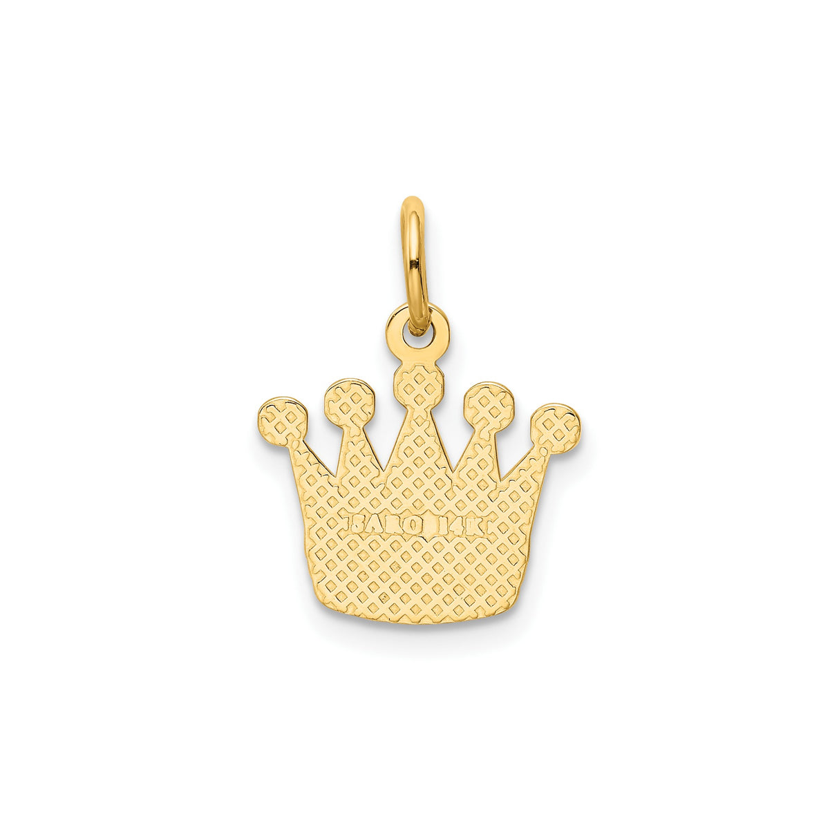 14k Yellow Gold Crown Pendant Charm with Five-Point Regal Design and Textured Detailing