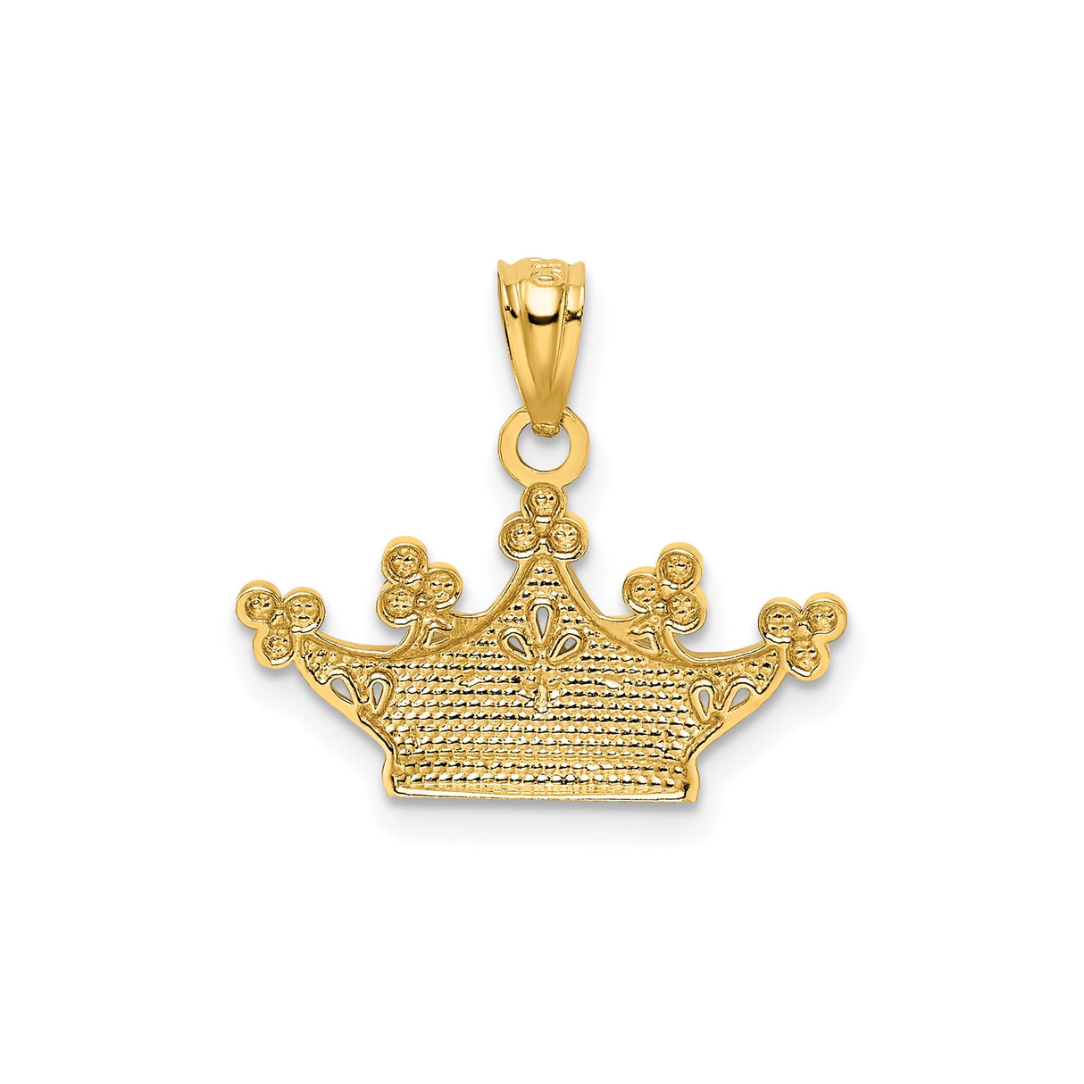 14k Two-Tone Gold Crown Pendant with Filigree Detailing and Diamond Cut Accents