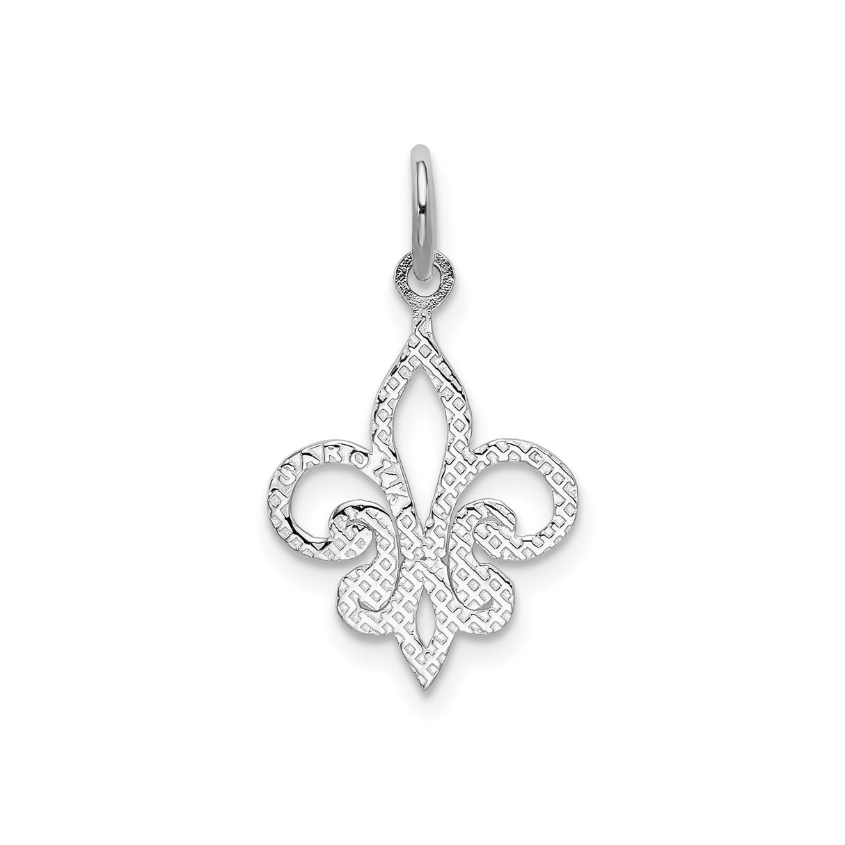 14k White Gold Fleur-de-Lis Pendant, Open Design Symbol of French Heritage and Nobility
