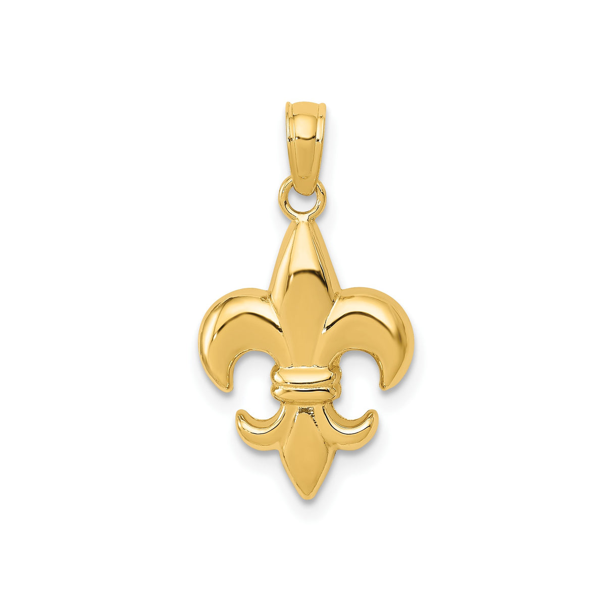 14k Yellow Gold Fleur de Lis Pendant, French Royalty Symbol, Unisex Religious Charm