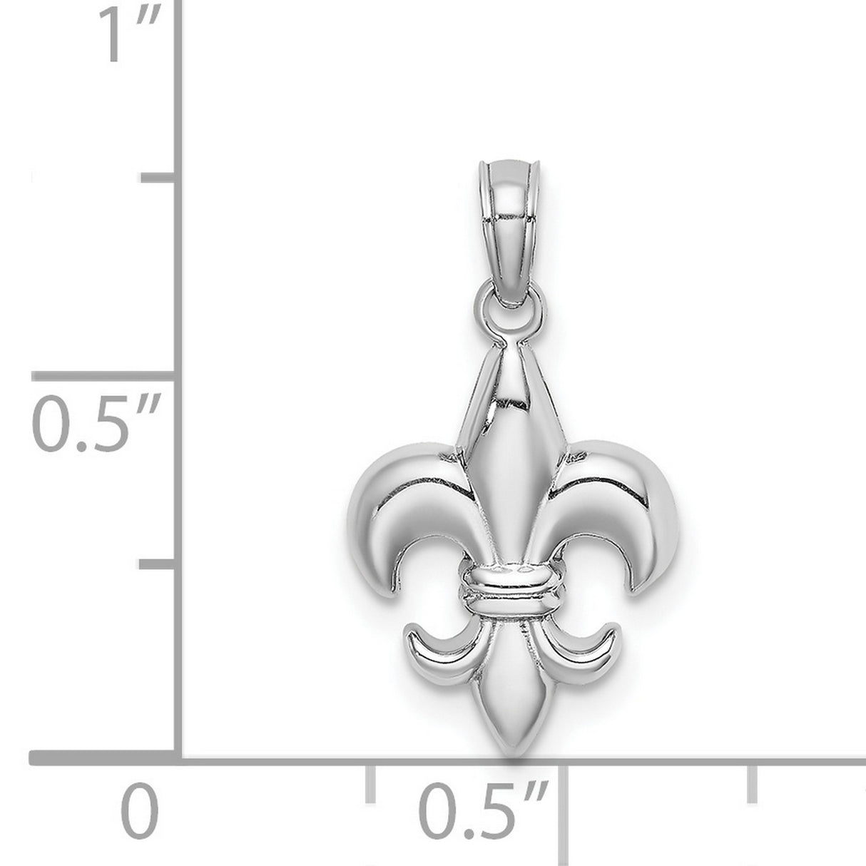 14k White Gold Fleur De Lis Pendant, Royal Heritage French Lily Symbol, Unisex Minimalist Design