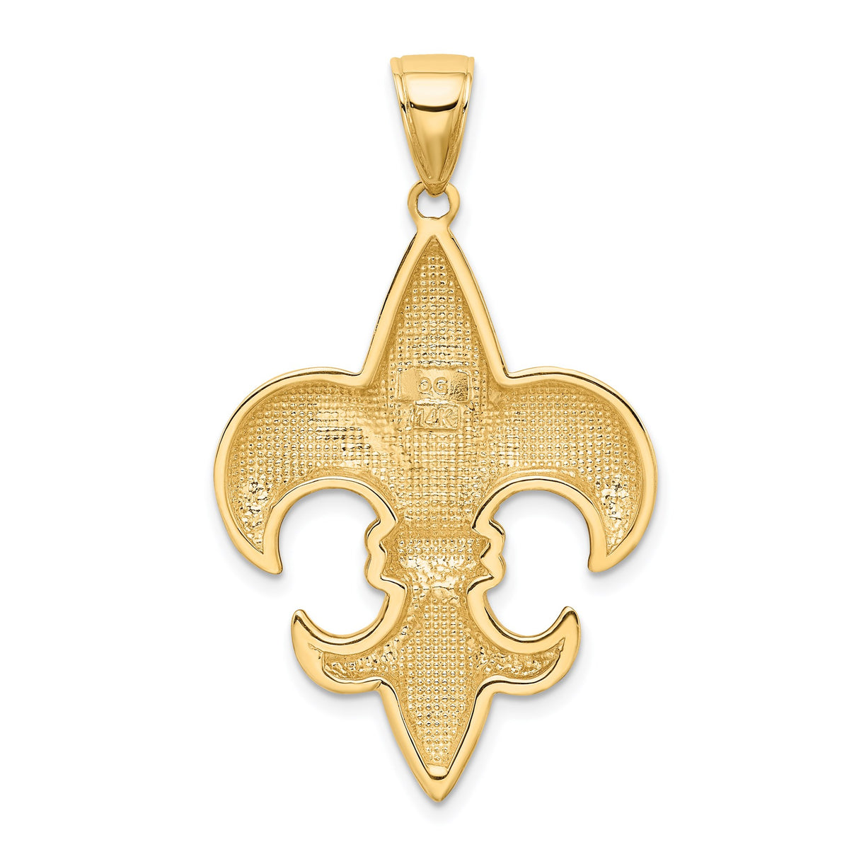 14k Yellow Gold Fleur de Lis Pendant, French Lily Symbol, Unisex or Mens Charm