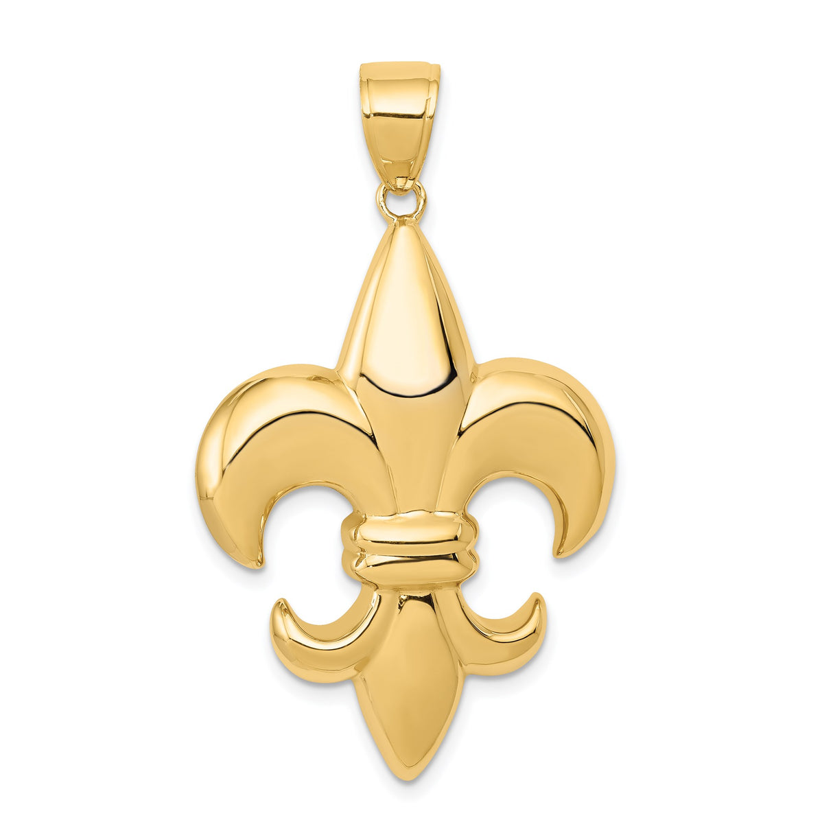 14k Yellow Gold Fleur de Lis Pendant, French Lily Symbol, Unisex or Mens Charm