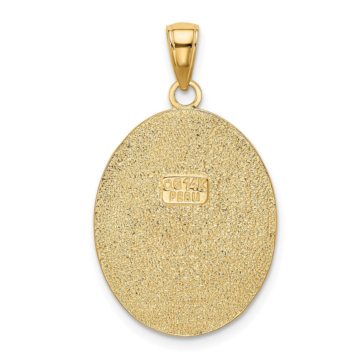 14k Yellow Gold Pendant, Raised Fleur-de-Lis on Polished Oval Medallion, French Heritage Charm