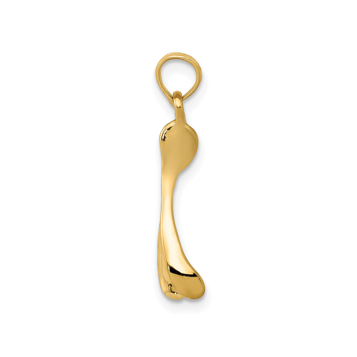 14k Yellow Gold Wishbone Pendant, Polished Luck and Hope Symbol Charm for Women