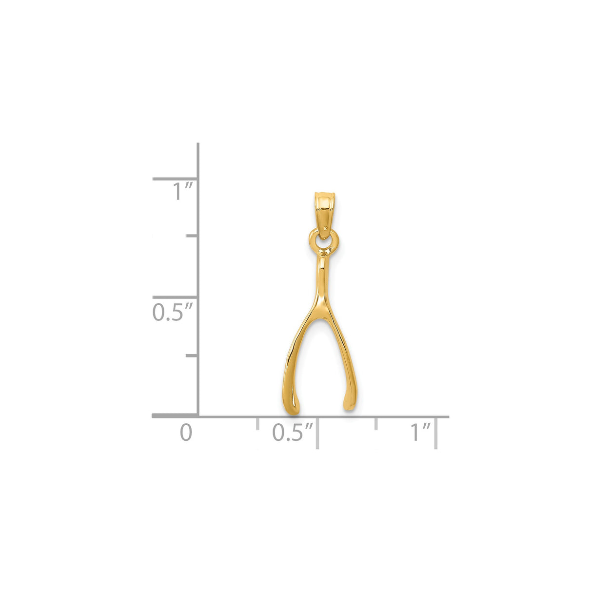 14k Yellow Gold Wishbone Pendant, Polished Luck and Hope Symbol Charm for Women