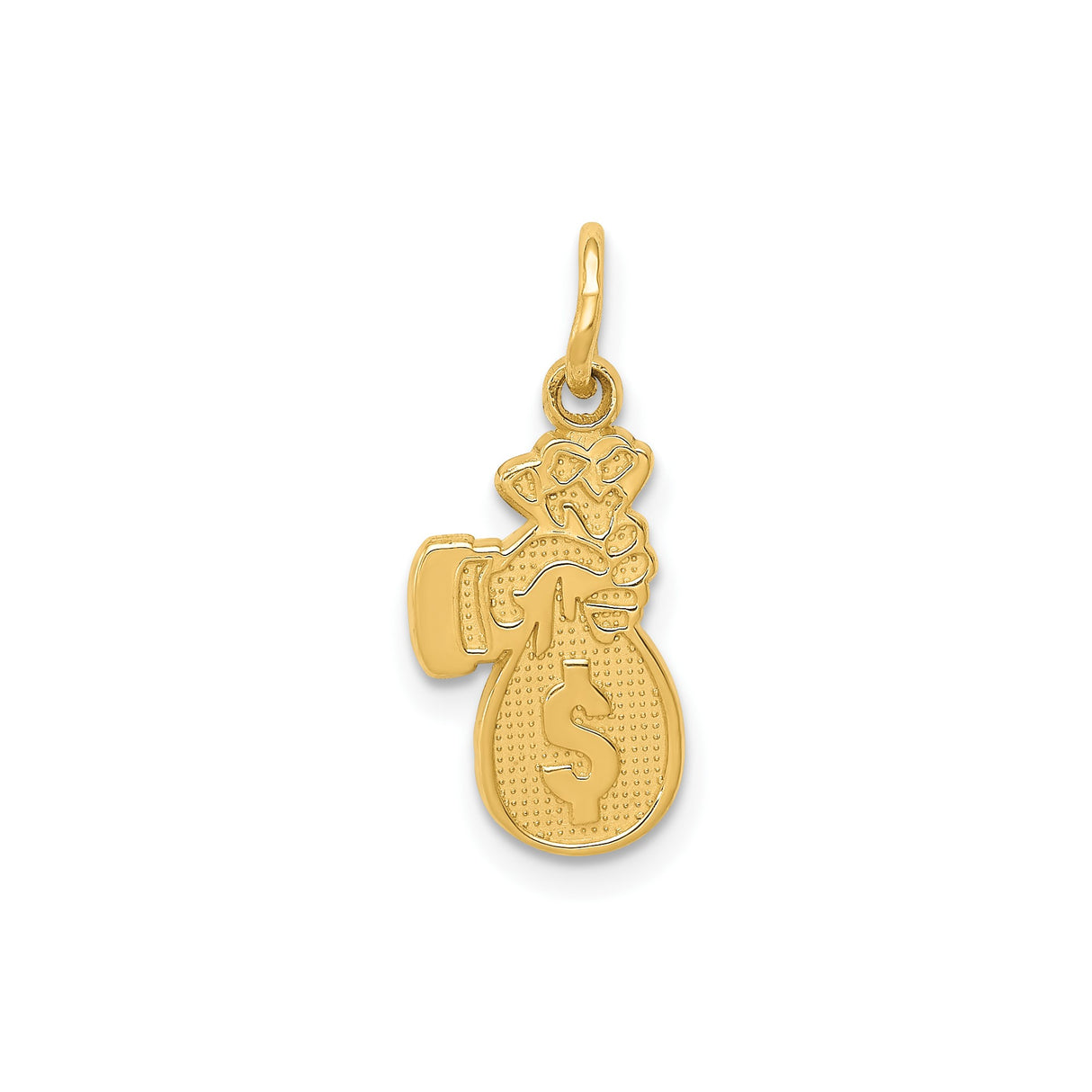 14k Yellow Gold Money Bag Pendant with Hand Holding Dollar Sign, Urban Hip Hop Style