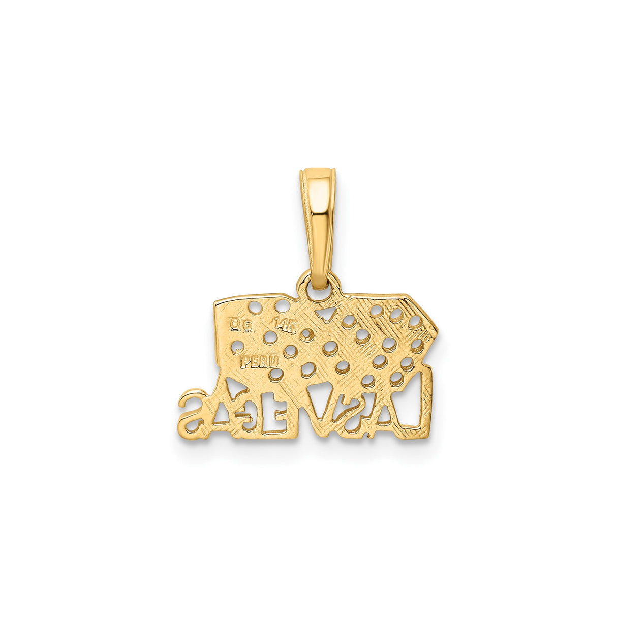 14k Yellow Gold Las Vegas Dice Pendant, Casino Travel Theme Charm for Men or Women