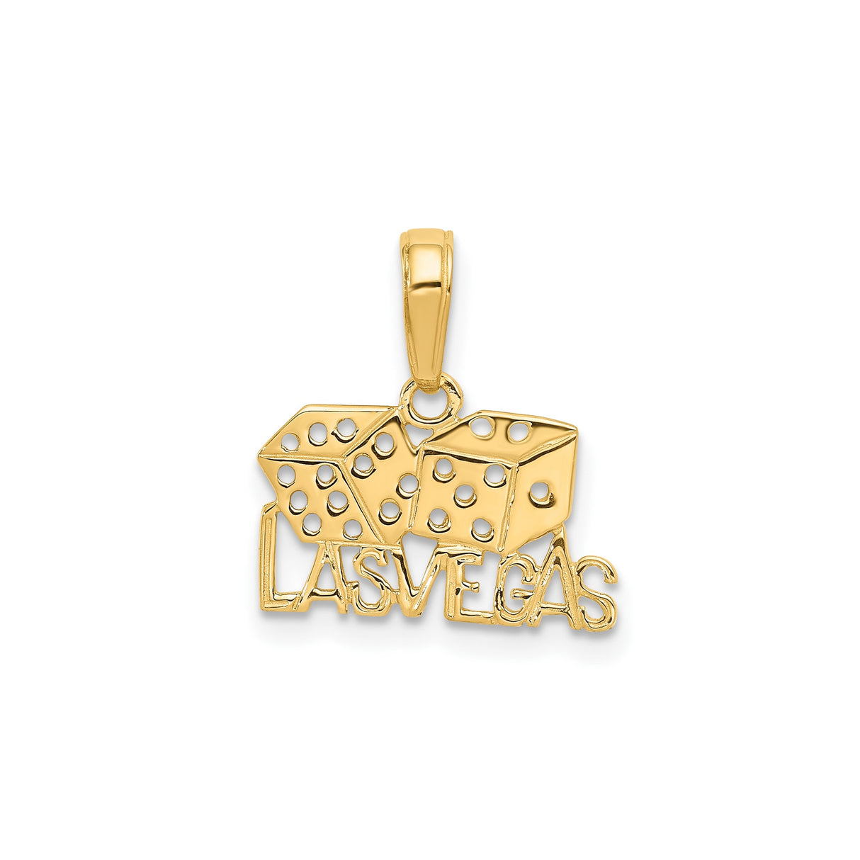 14k Yellow Gold Las Vegas Dice Pendant, Casino Travel Theme Charm for Men or Women