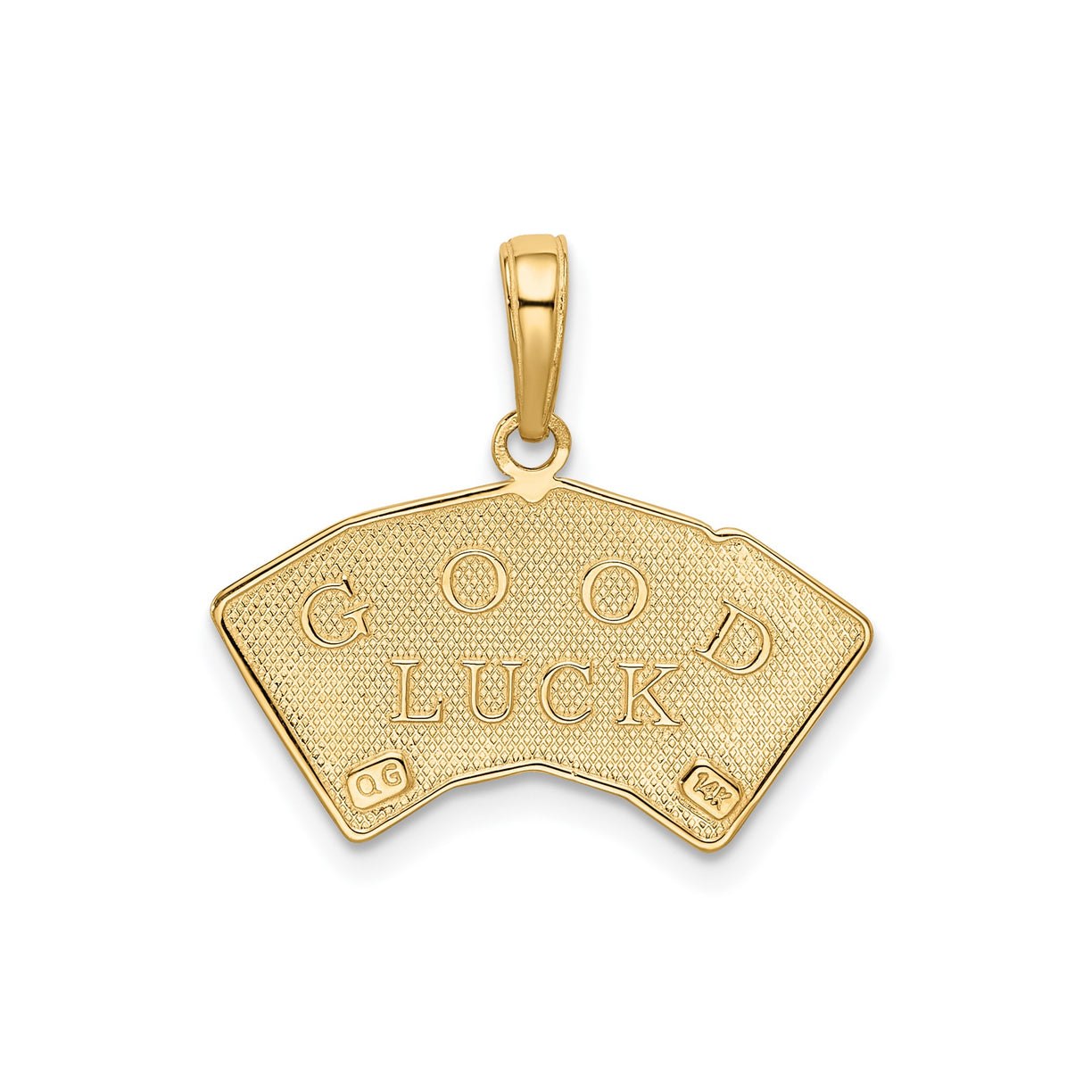 14k Yellow Gold Four Aces Card Pendant, Playing Card Fan Charm, Casino Poker Theme