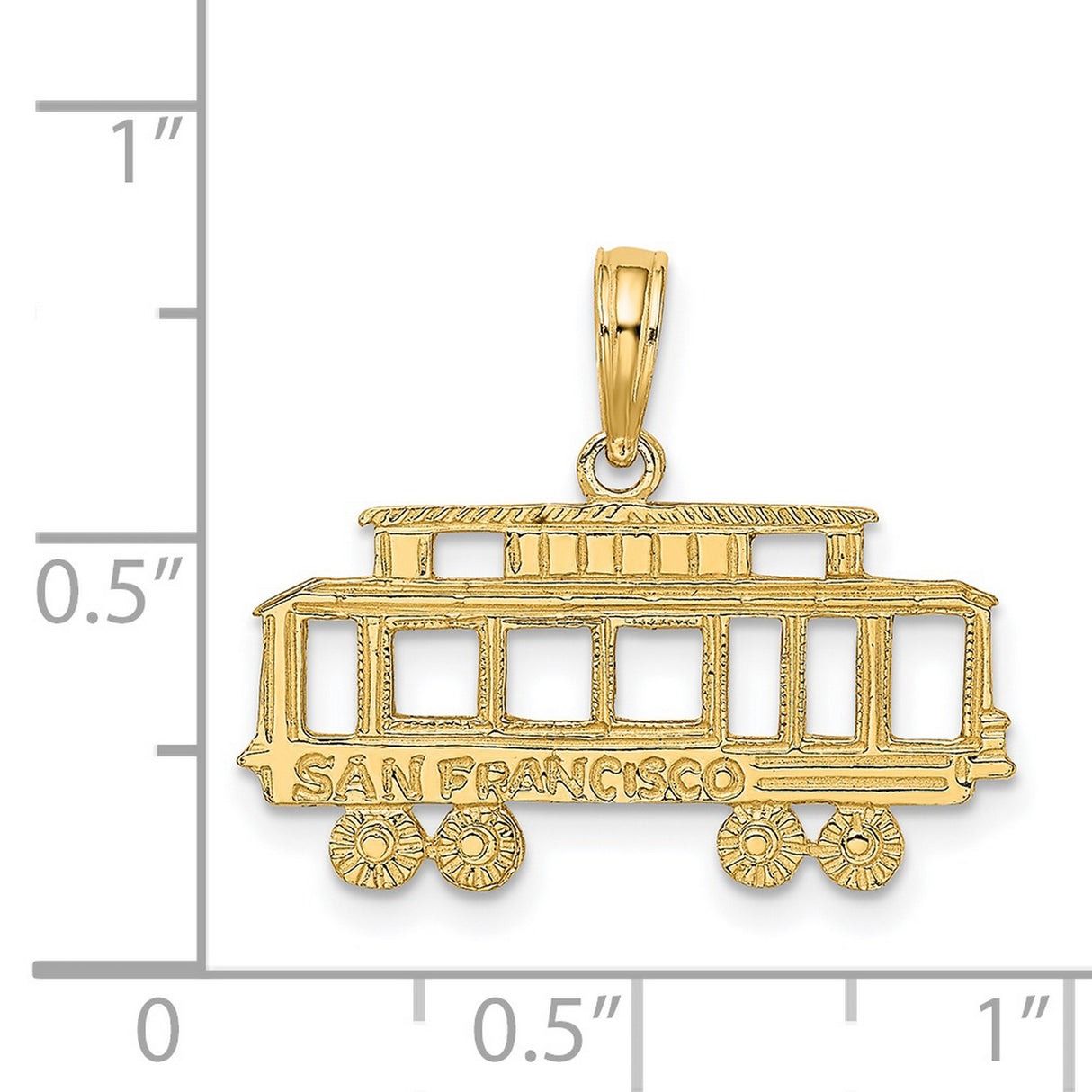 14k Yellow Gold San Francisco Cable Car Pendant, California Travel Charm Jewelry