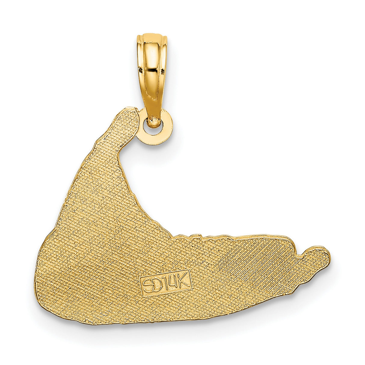 14k Yellow Gold Nantucket Island Map Pendant with Raised Coastal Detailing, Unisex Jewelry