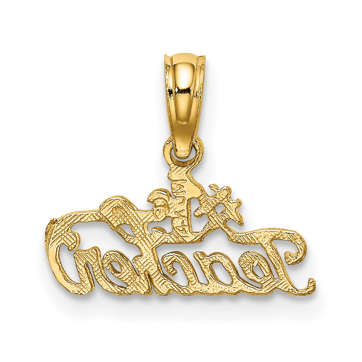 14k Yellow Gold Number One Teacher Pendant, Script Charm for Educator or Graduation