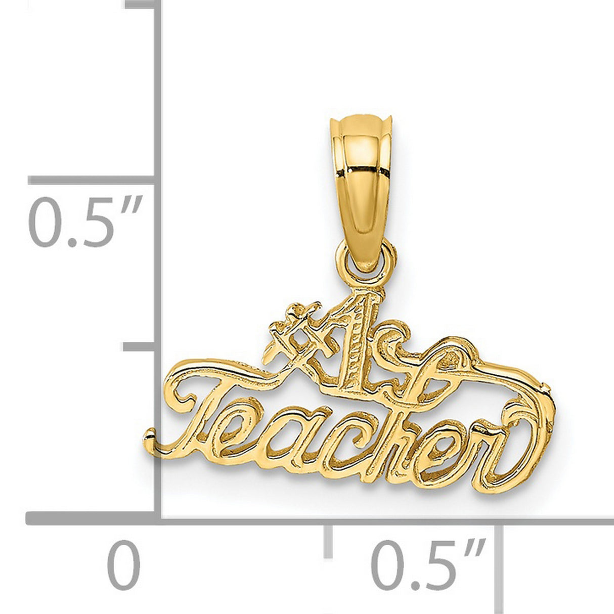 14k Yellow Gold Number One Teacher Pendant, Script Charm for Educator or Graduation