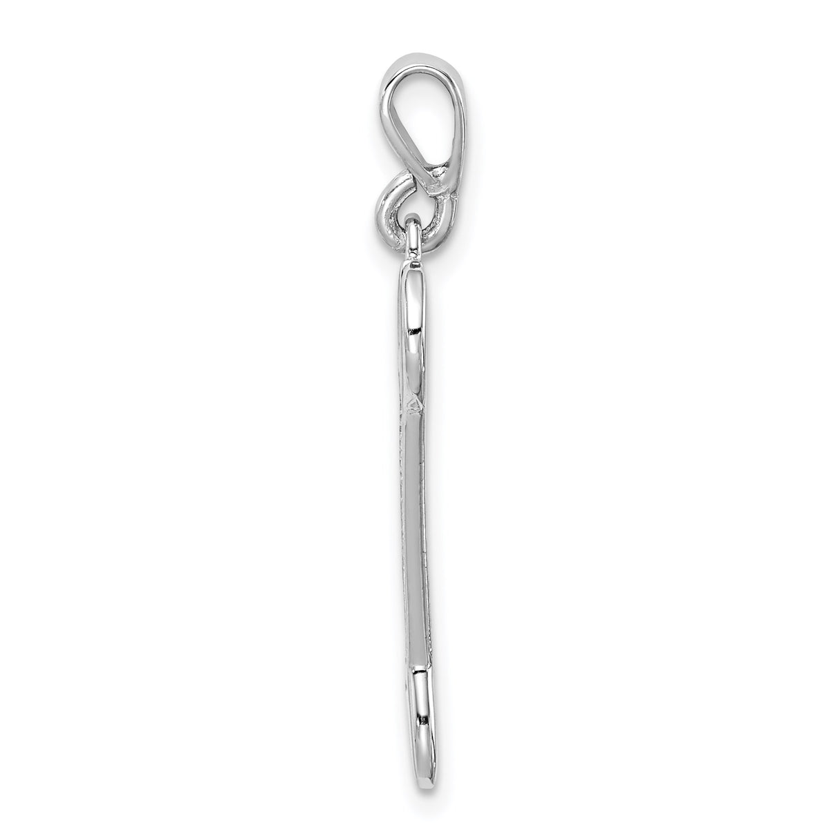 14k White Gold Wrench Pendant, Polished Spanner Design with Textured Details for Men or Unisex