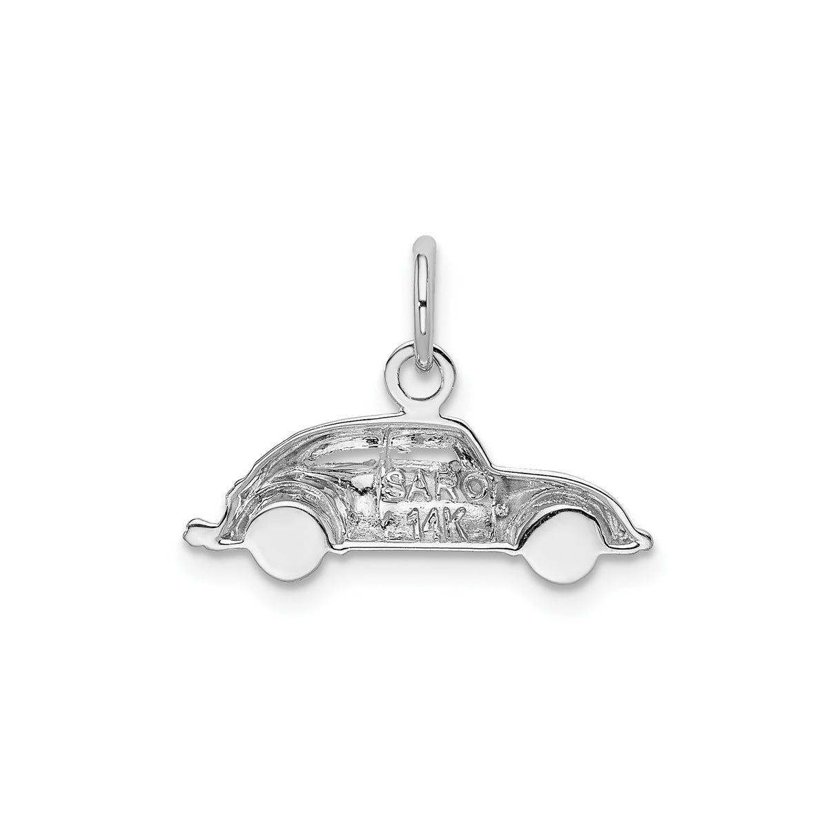 14k White Gold Vintage Car Charm Pendant, Classic Beetle Style, Travel and Retro Auto Theme
