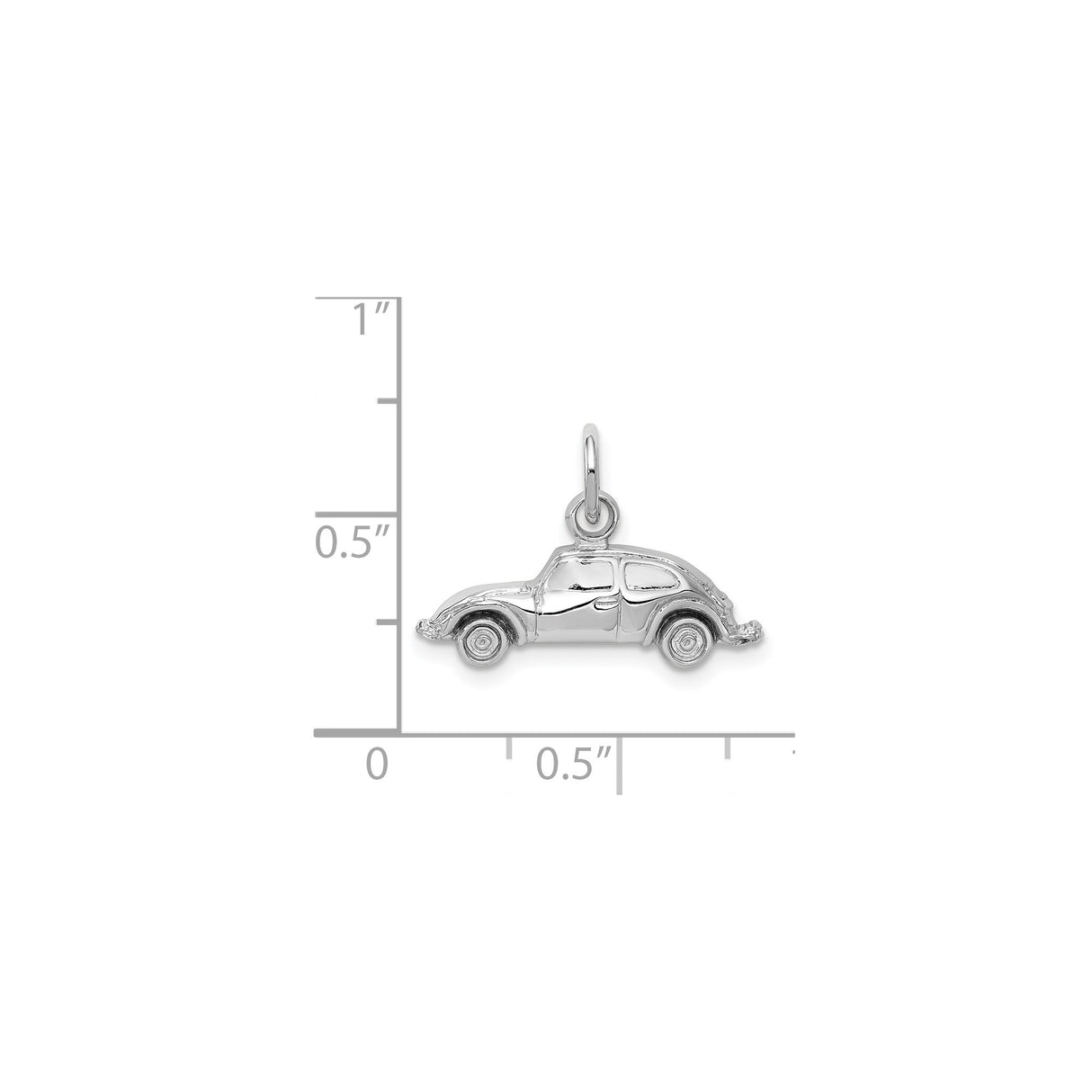 14k White Gold Vintage Car Charm Pendant, Classic Beetle Style, Travel and Retro Auto Theme