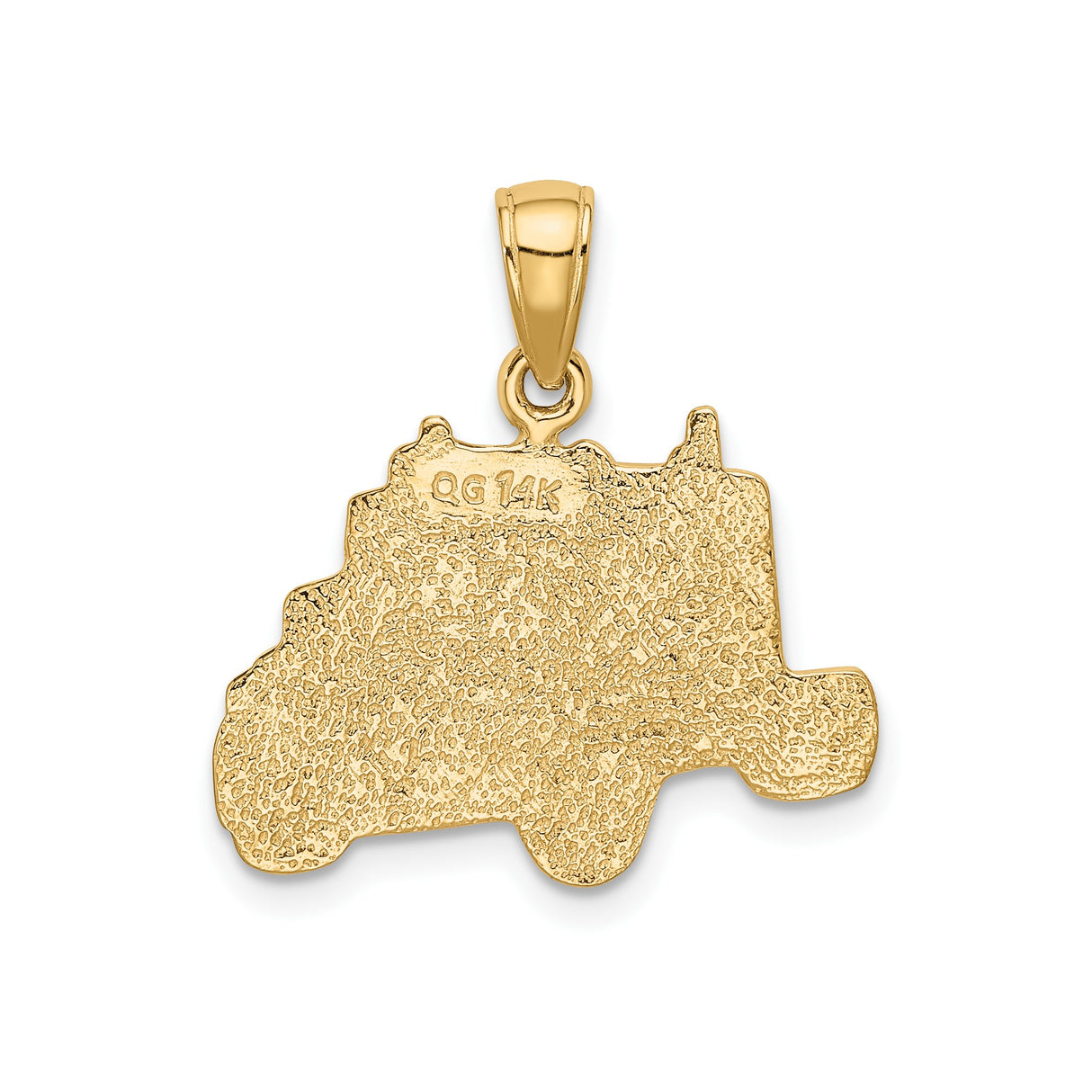 14k Yellow Gold Semi Truck Pendant, Detailed Big Rig Cab Style Charm for Men