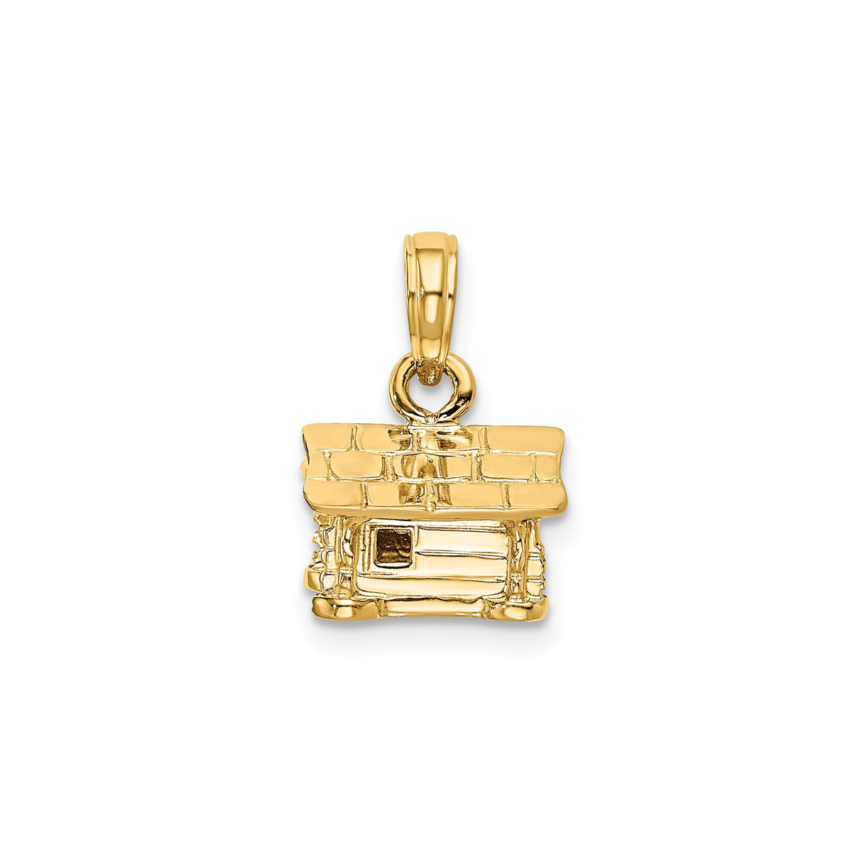 14k Yellow Gold Log Cabin Pendant, Nature-Inspired Charm for Women or Unisex Wear