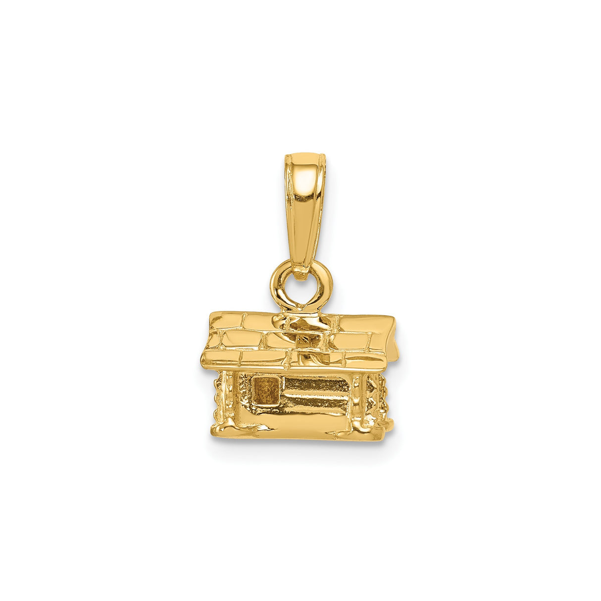 14k Yellow Gold Log Cabin Pendant, Nature-Inspired Charm for Women or Unisex Wear