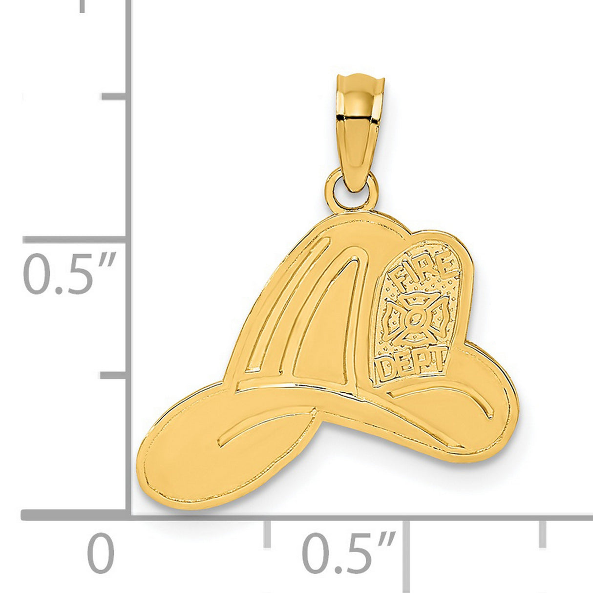 14k Yellow Gold Firefighter Helmet Pendant, Traditional Fire Shield Design, FIRE DEPT Engraving