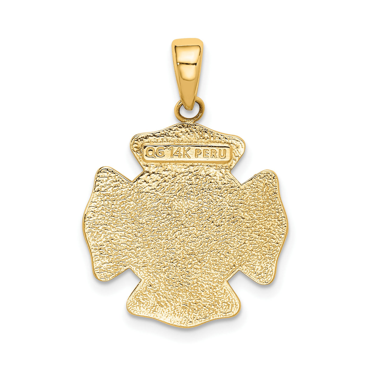 14k Yellow Gold Firefighter Pendant with Maltese Cross and St. Florian Design