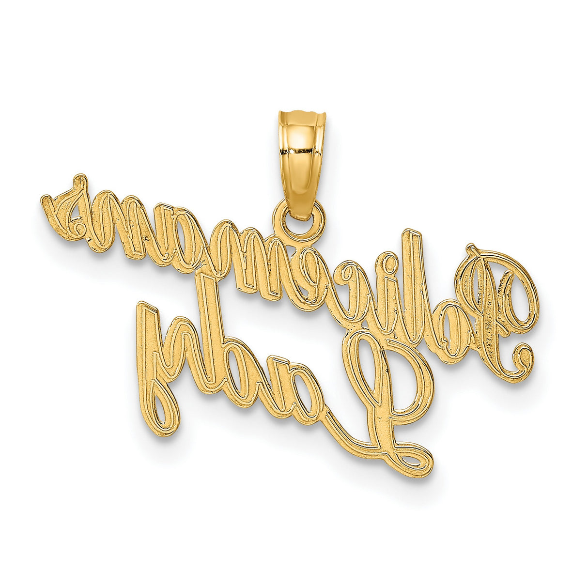 14k Yellow Gold Policemans Lady Pendant with Cursive Script, Law Enforcement Theme