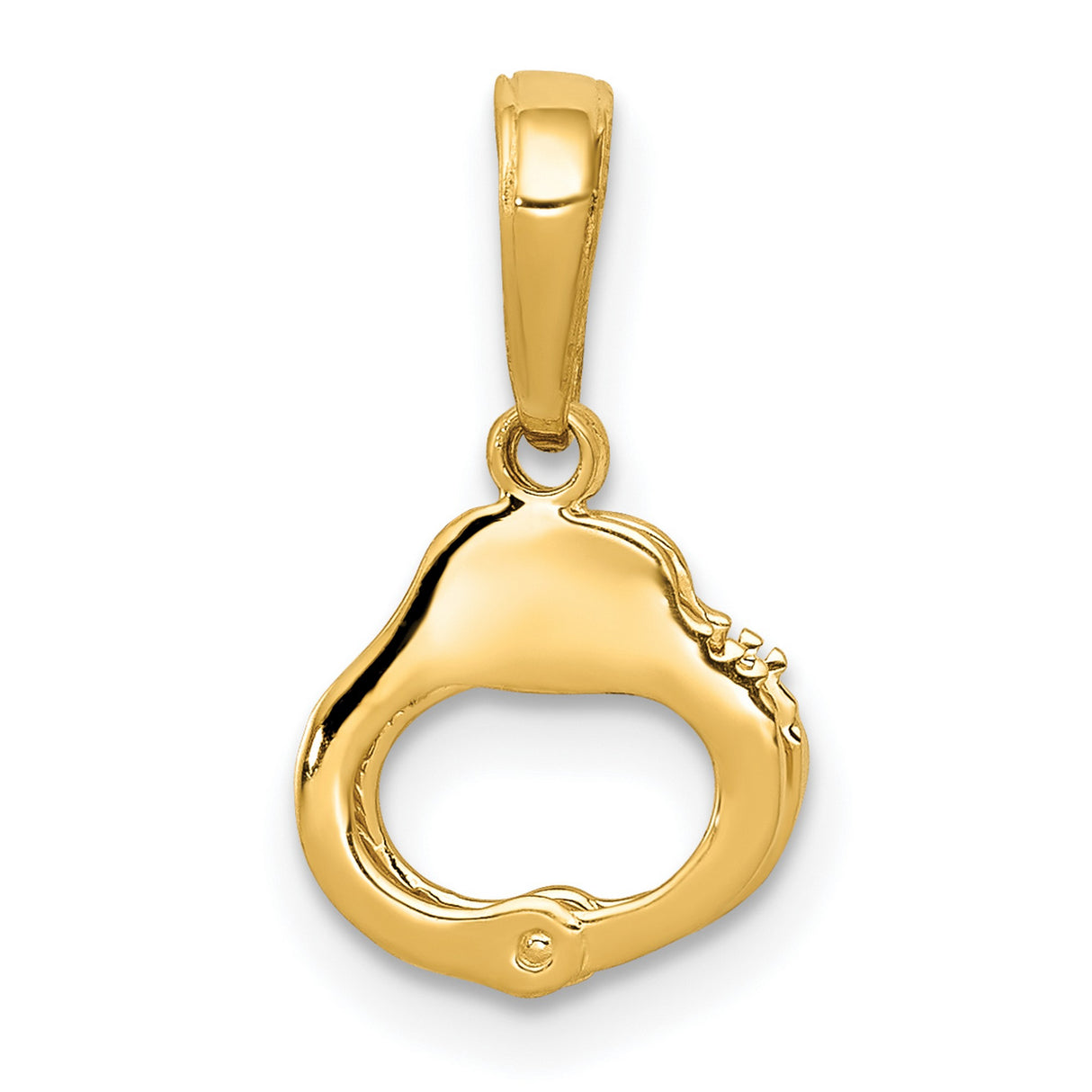 Police Handcuffs with Textured Back Charm Pendant in Real 14k Yellow Gold
