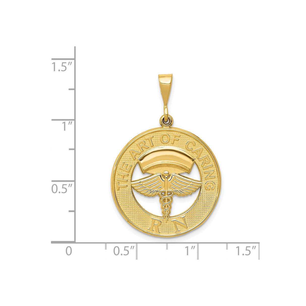 14k Yellow Gold RN Pendant with Nurse Cap and Caduceus Symbol for Women