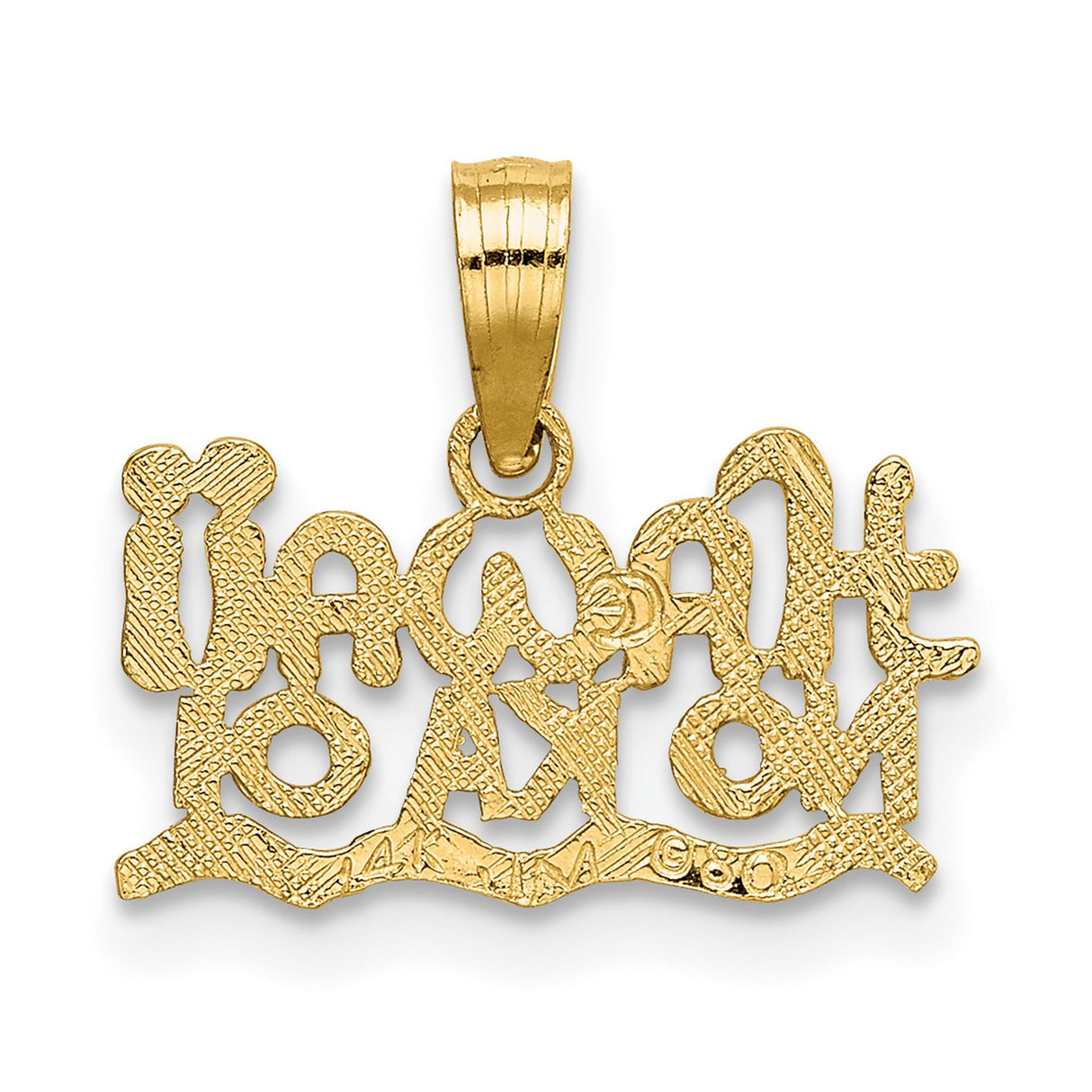 14k Yellow Gold Pendant with Hawaii No Ka Oi Wave Design, Hawaiian Pride Jewelry