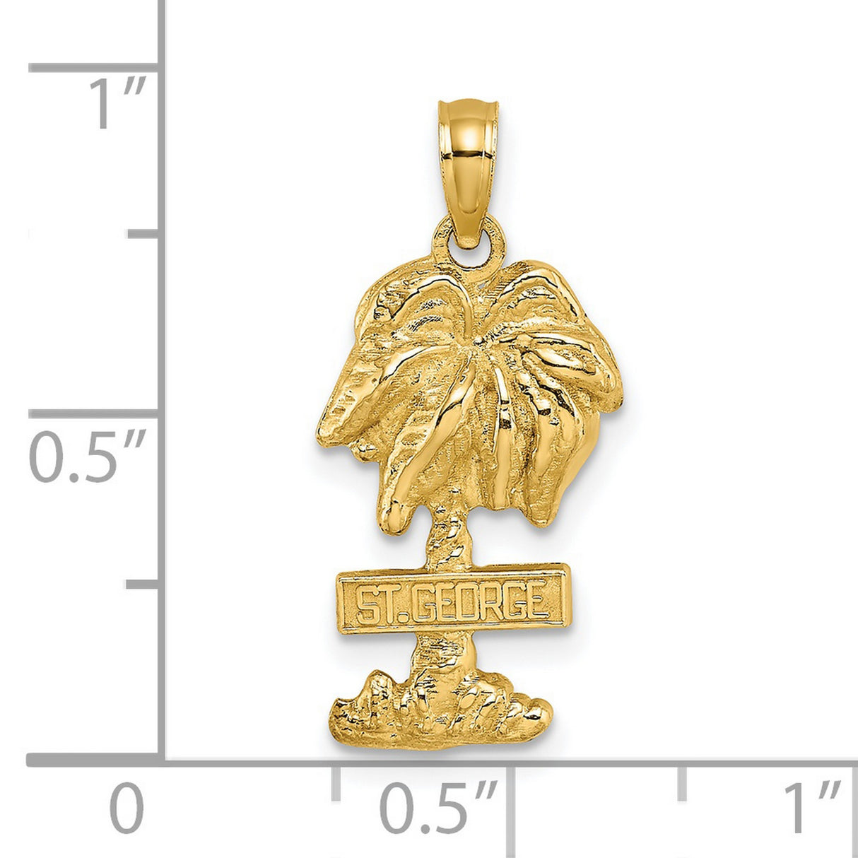 14k Yellow Gold Palm Tree Pendant with St. George Name, Unisex Tropical Charm