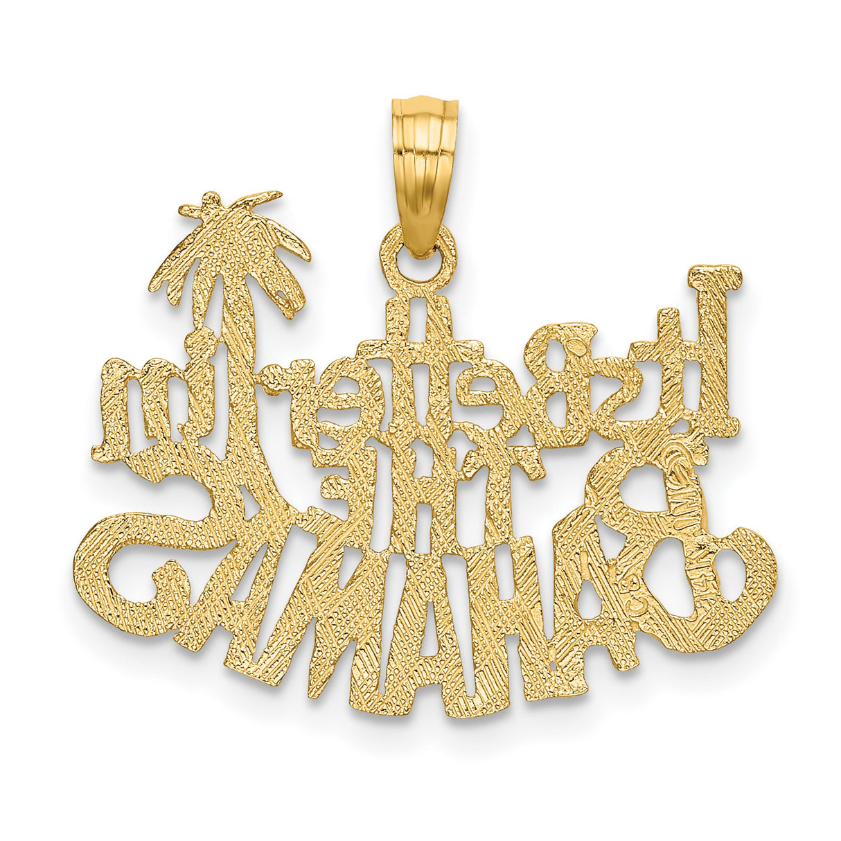 14k Yellow Gold Bahamas Pendant with Palm Tree Design, Tropical Island Charm