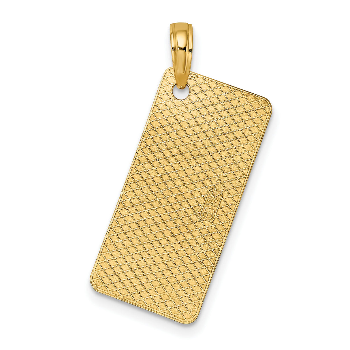 14k Yellow Gold Sarasota Florida Pendant, Embossed Rectangle Travel Charm for Women or Unisex Wear
