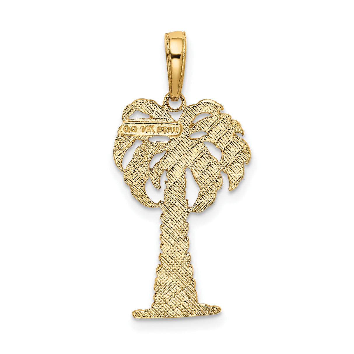 14k Yellow Gold Palm Tree Pendant, Tropical Island Design, Unisex Beach Charm