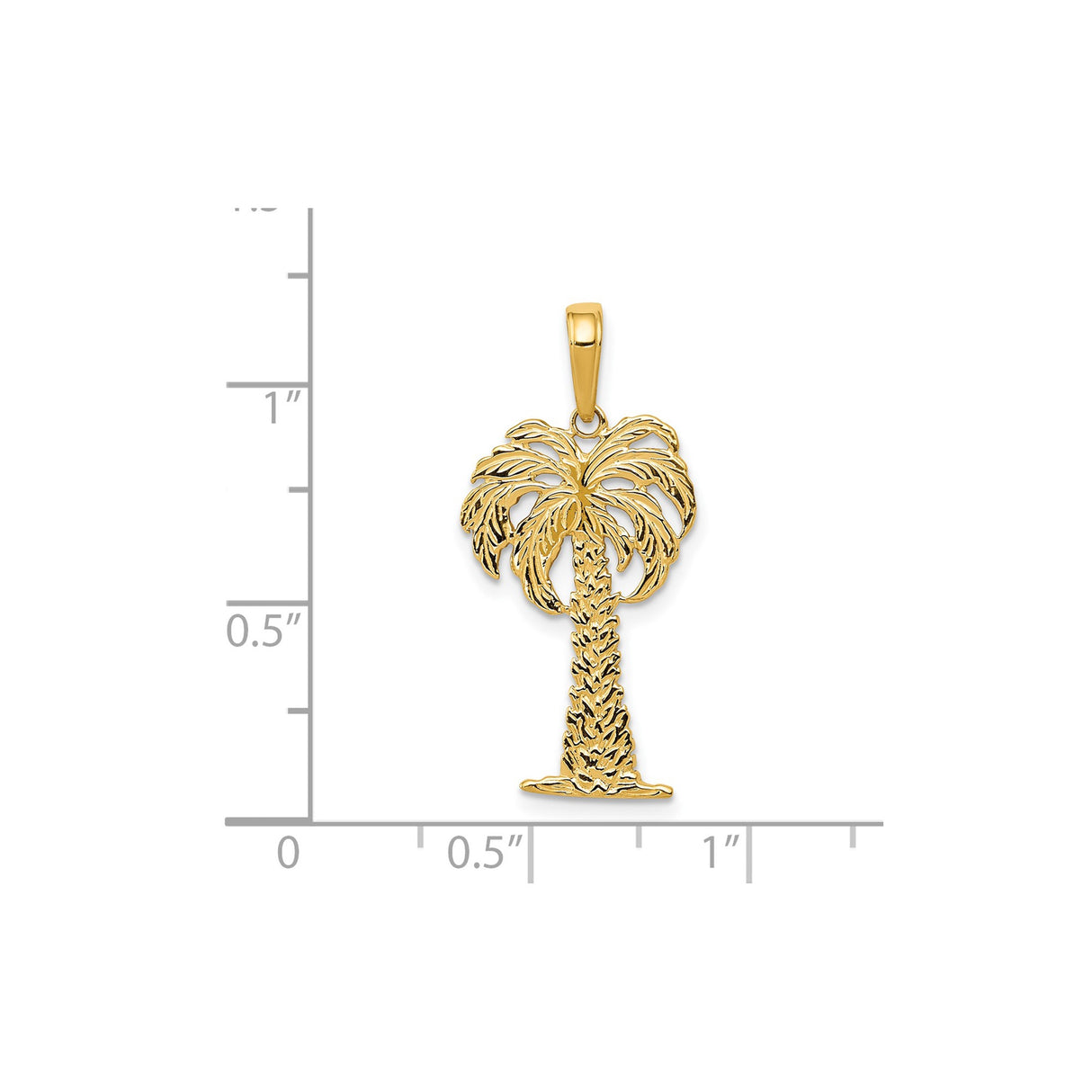 14k Yellow Gold Palm Tree Pendant, Tropical Island Design, Unisex Beach Charm