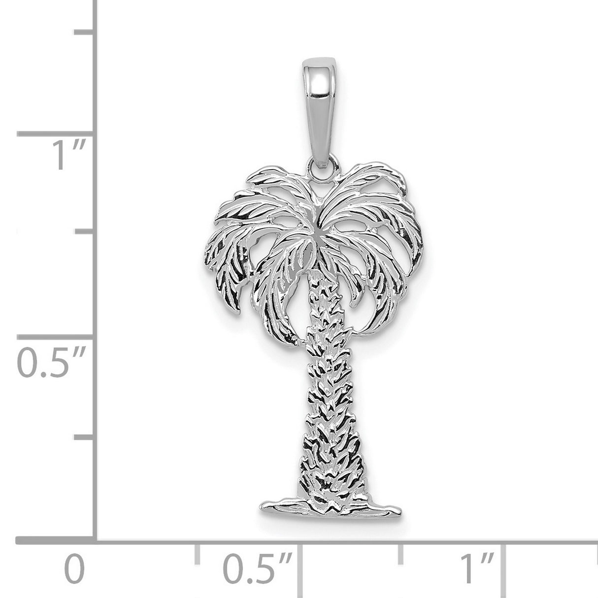 14k White Gold Palm Tree Pendant, Tropical Island Design Charm for Women