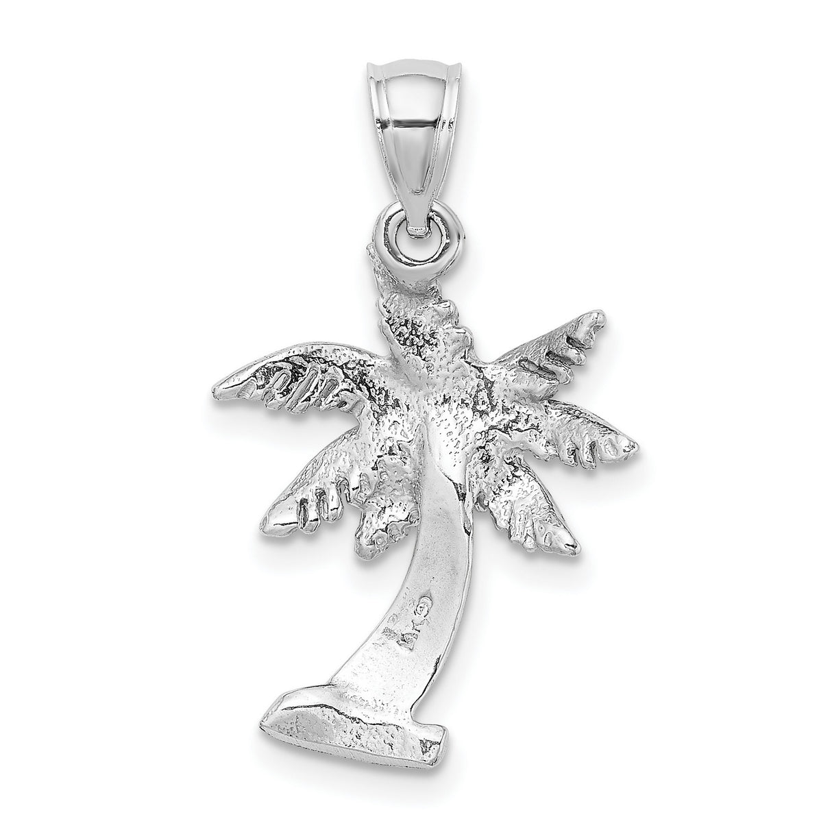14k White Gold Palm Tree Pendant, Tropical Beach Charm, Ocean-Inspired Jewelry for Women
