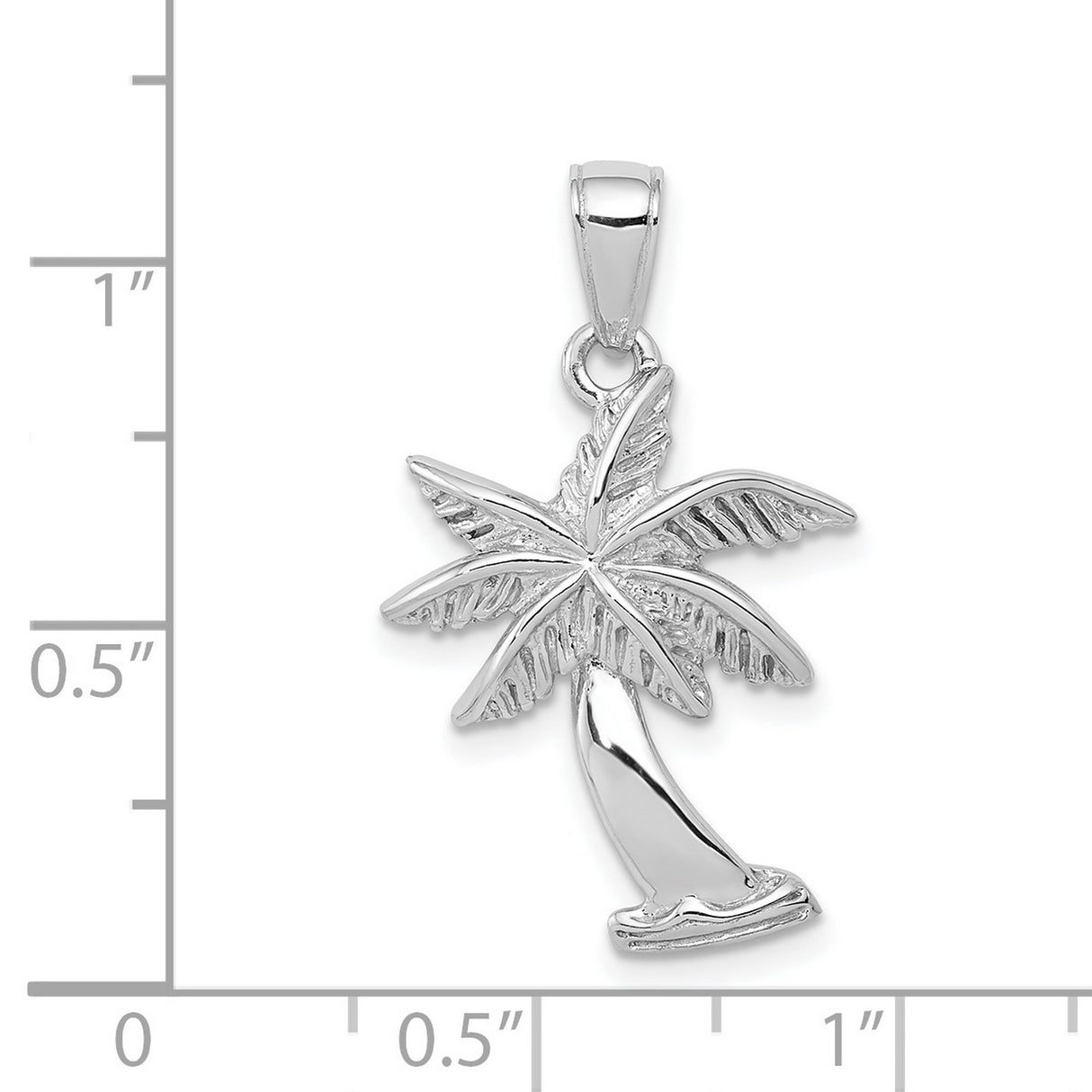 14k White Gold Palm Tree Pendant, Tropical Beach Charm, Ocean-Inspired Jewelry for Women