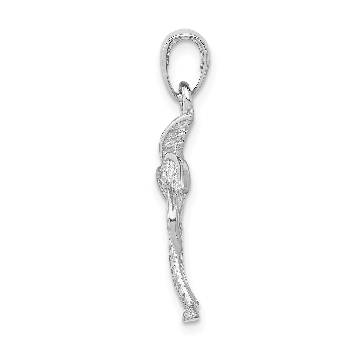 14k White Gold Palm Tree Pendant with Textured Details, Tropical Beach Style Jewelry for Women
