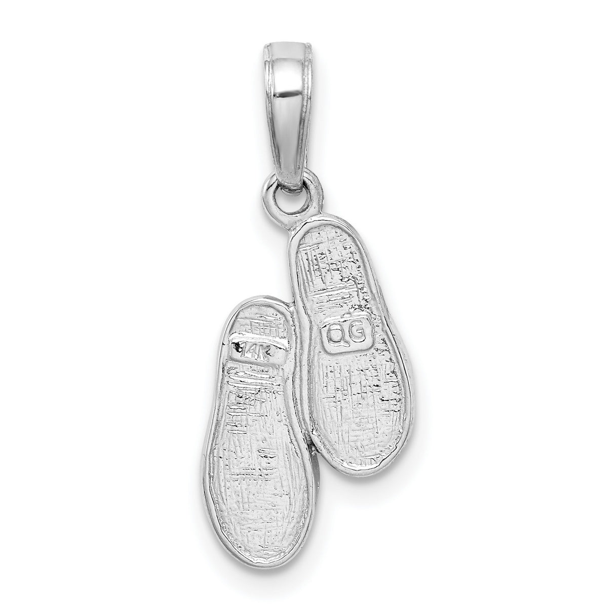 14k White Gold Flip Flop Pendant Charm with Detailed Sandal Design, Beach-Inspired Jewelry for Women