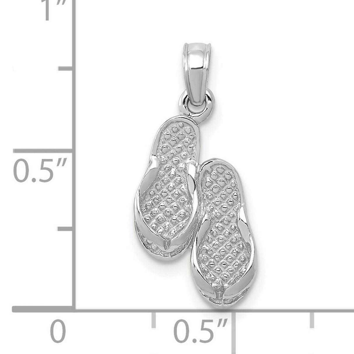 14k White Gold Flip Flop Pendant Charm with Detailed Sandal Design, Beach-Inspired Jewelry for Women
