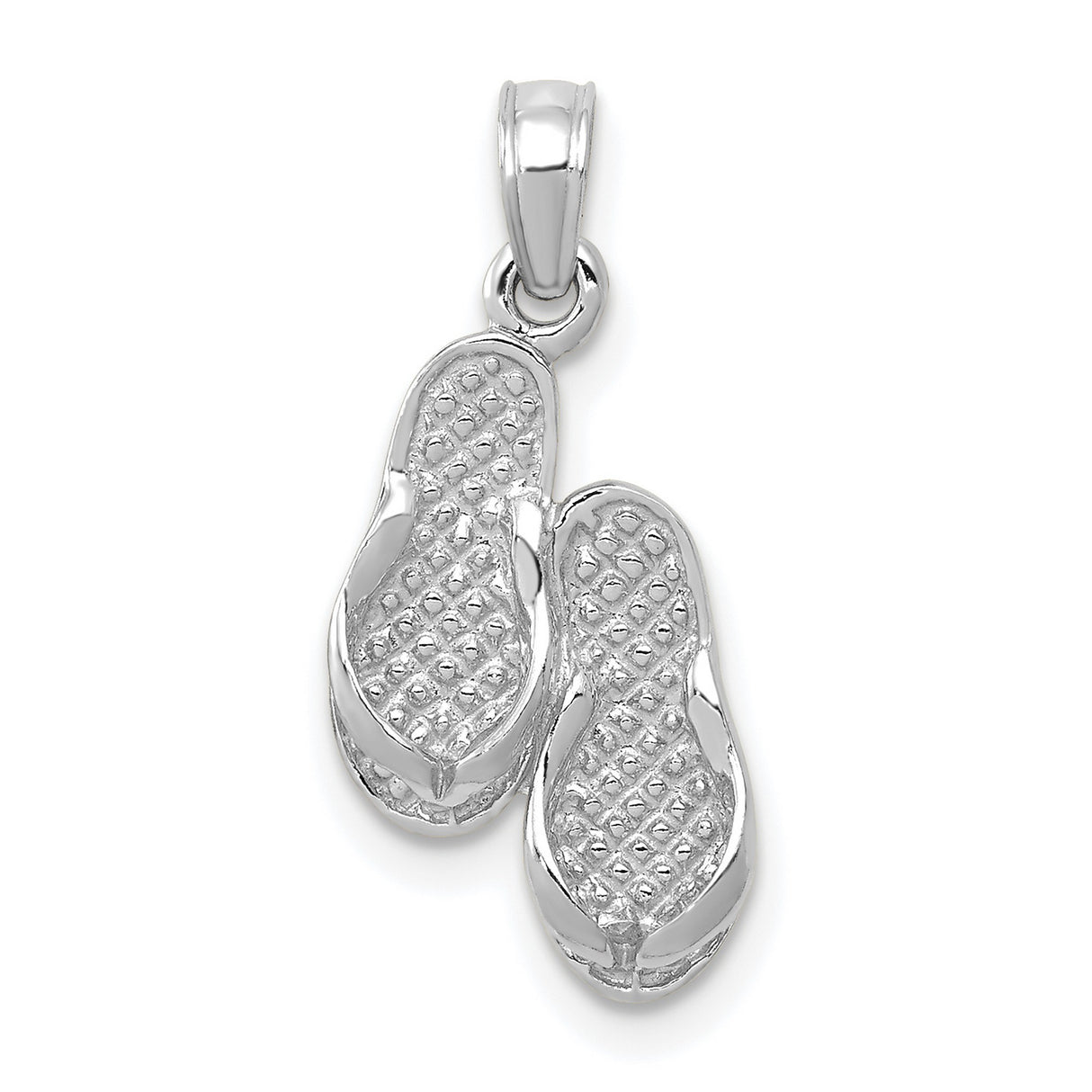 14k White Gold Flip Flop Pendant Charm with Detailed Sandal Design, Beach-Inspired Jewelry for Women