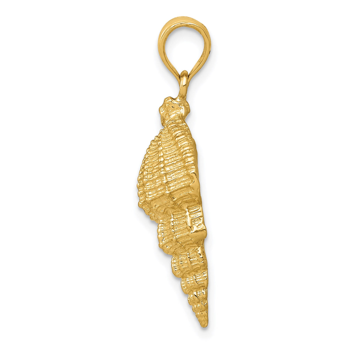 14k Yellow Gold Seashell Pendant with Conch Shell Design, Nautical Coastal Style Charm