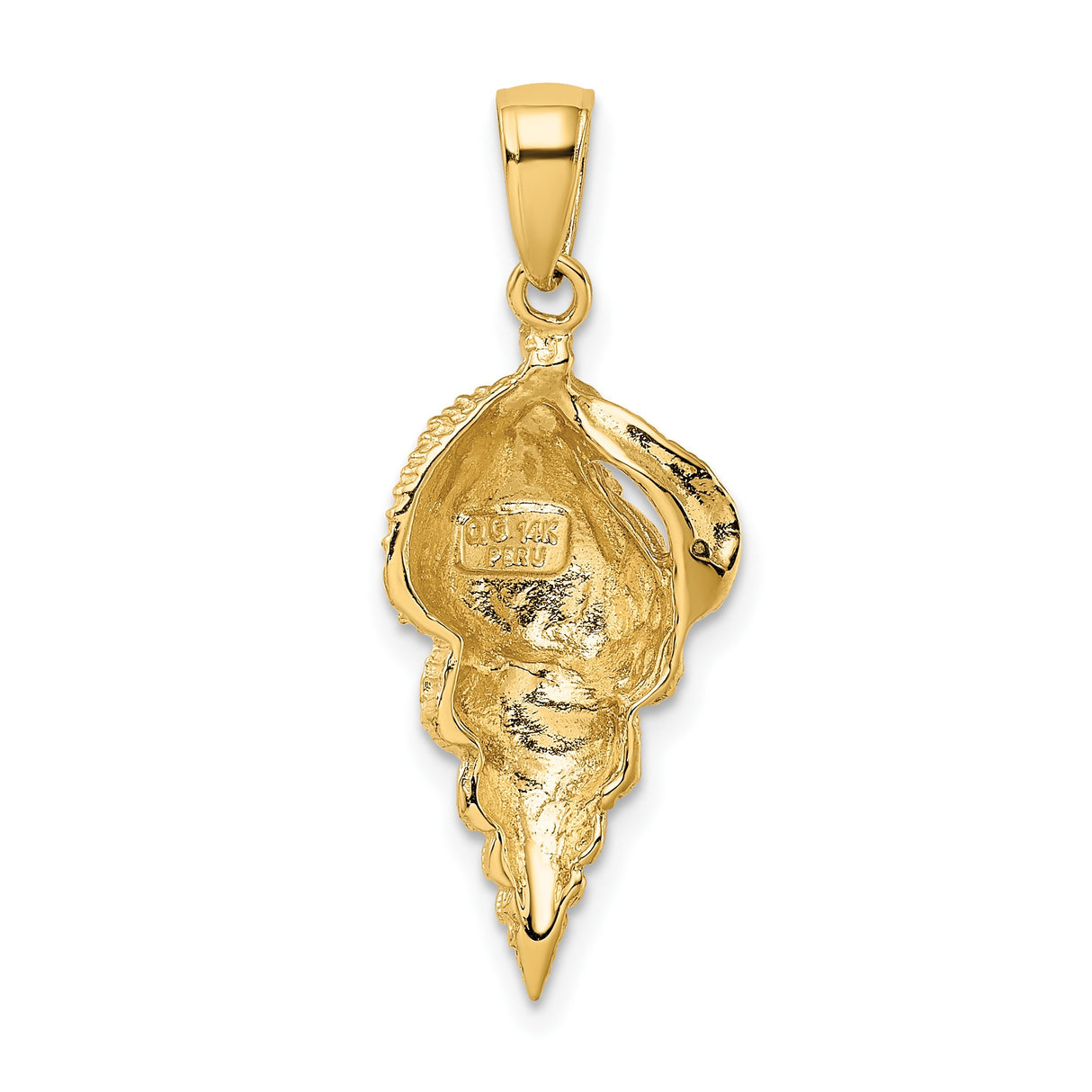 14k Yellow Gold Seashell Pendant with Conch Shell Design, Nautical Coastal Style Charm