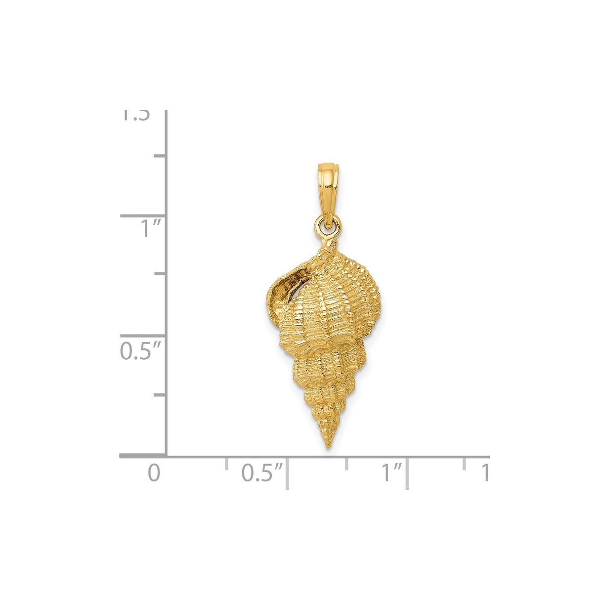 14k Yellow Gold Seashell Pendant with Conch Shell Design, Nautical Coastal Style Charm