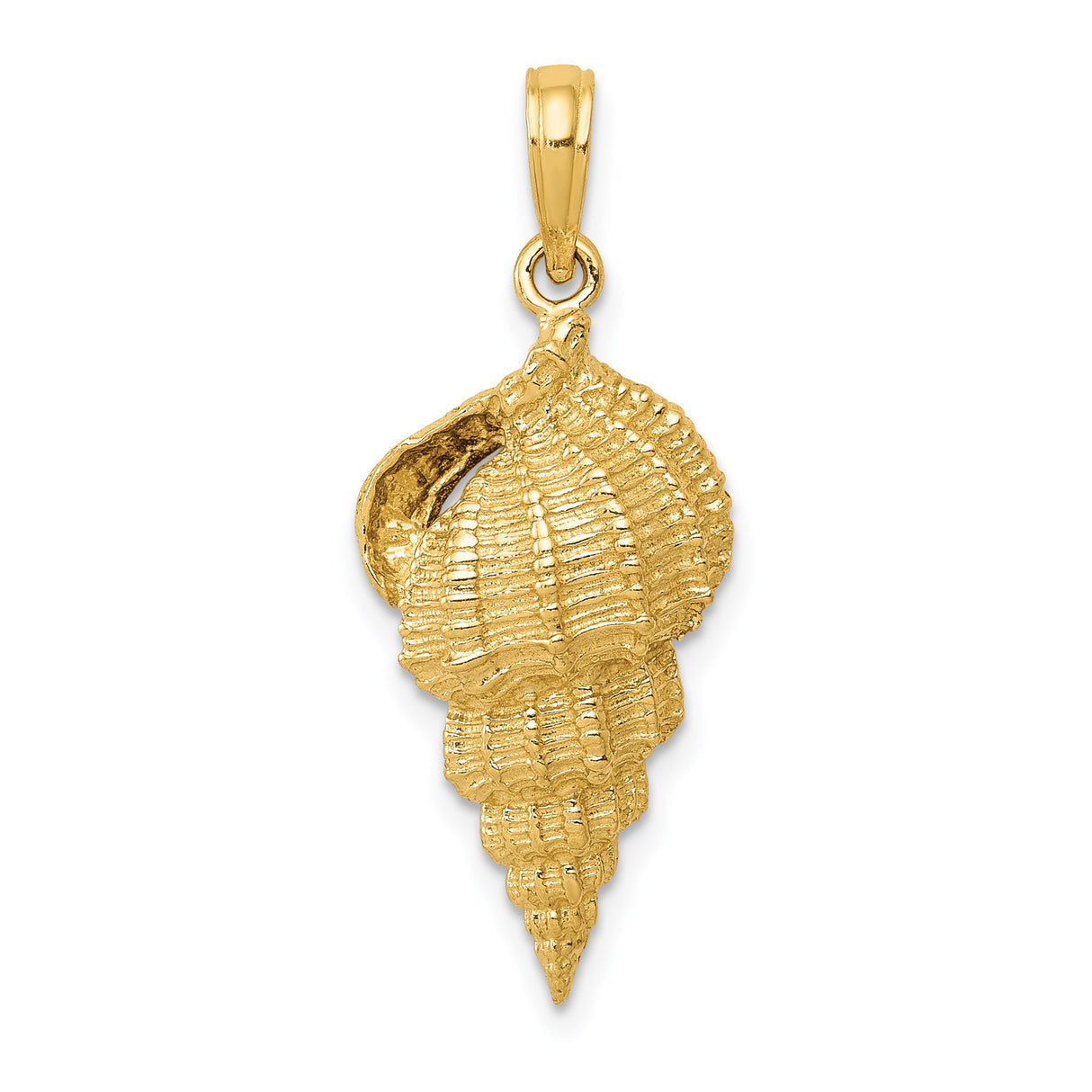 14k Yellow Gold Seashell Pendant with Conch Shell Design, Nautical Coastal Style Charm